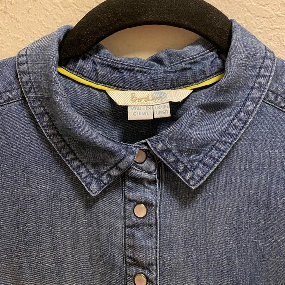 Boden Blue Long Sleeve Jean Collared Linen Blend Shirt Dress Size 6R - Picture 3 of 11